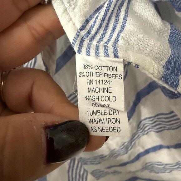 California Tailor Blue Striped Coastal Cotton Lightweight Pullover Hoodie XSmall - Picture 5 of 5